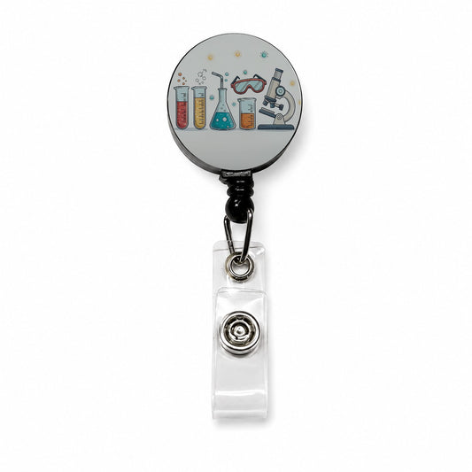 Science Chemistry Biology Physics Retractable ID Key Card Name Tag Badge Holder with Clip