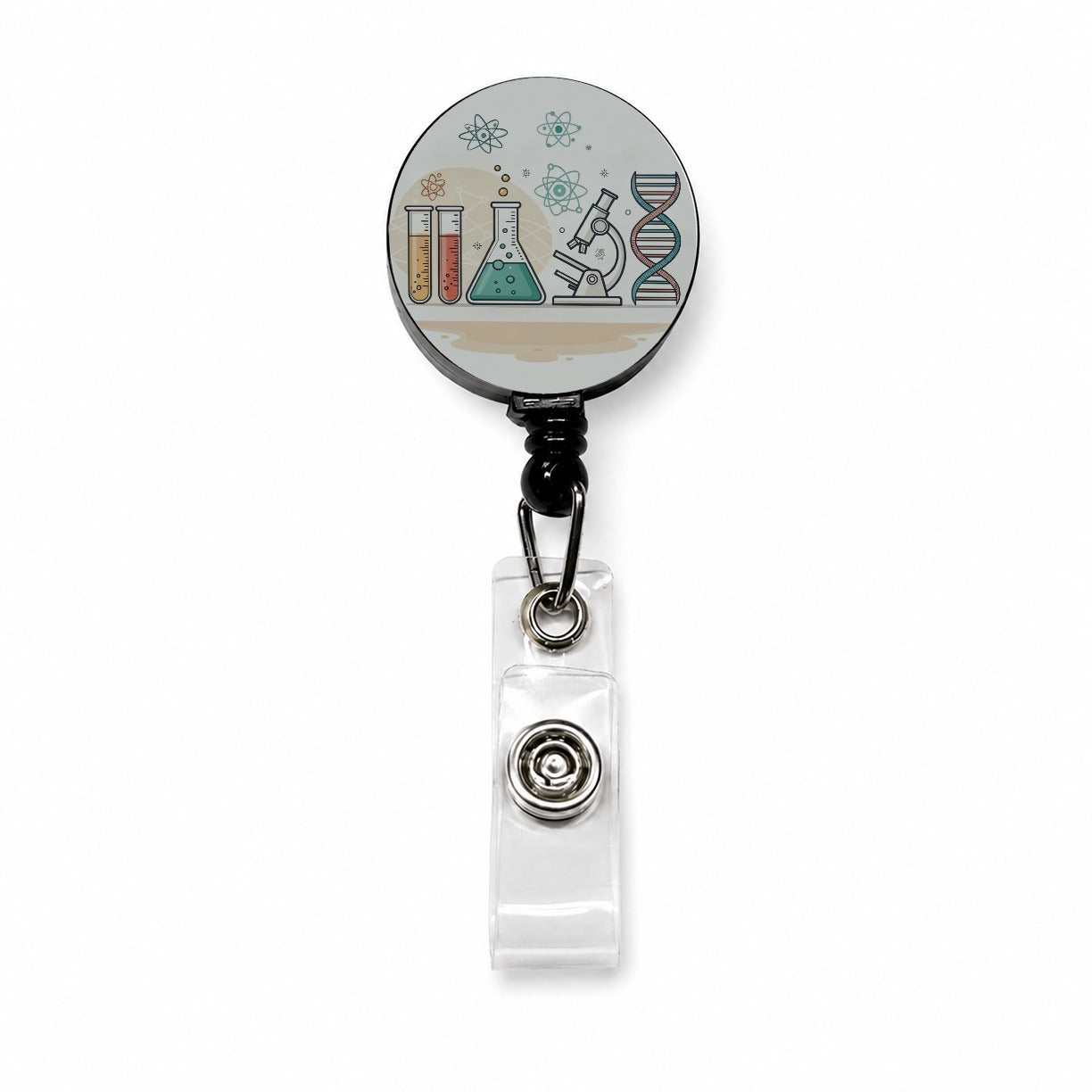 Science Laboratory Chemistry Biology Physics Retractable ID Key Card Name Tag Badge Holder with Clip