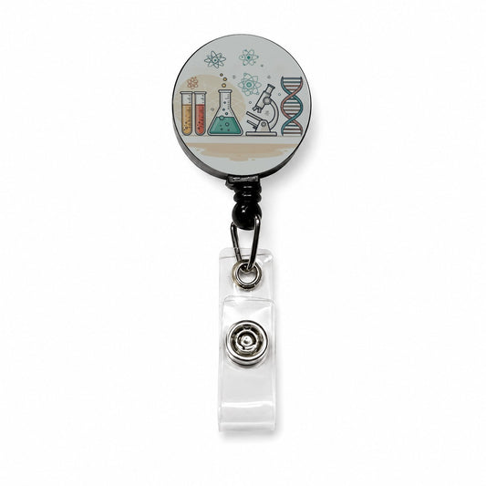 Science Laboratory Chemistry Biology Physics Retractable ID Key Card Name Tag Badge Holder with Clip