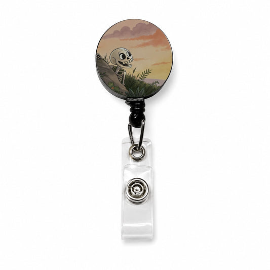Skeleton Tree Sunset Halloween Retractable ID Key Card Name Tag Badge Holder with Clip