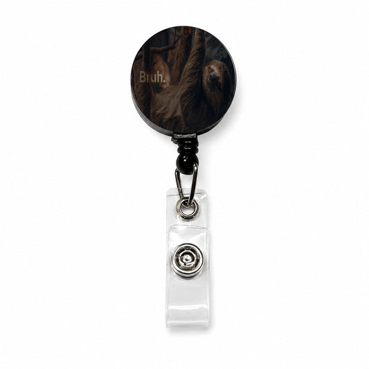 Sloth Saying Bruh Funny Retractable ID Key Card Name Tag Badge Holder with Clip