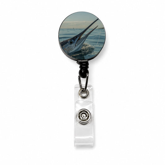 Swordfish Surface Fishing Retractable ID Key Card Name Tag Badge Holder with Clip