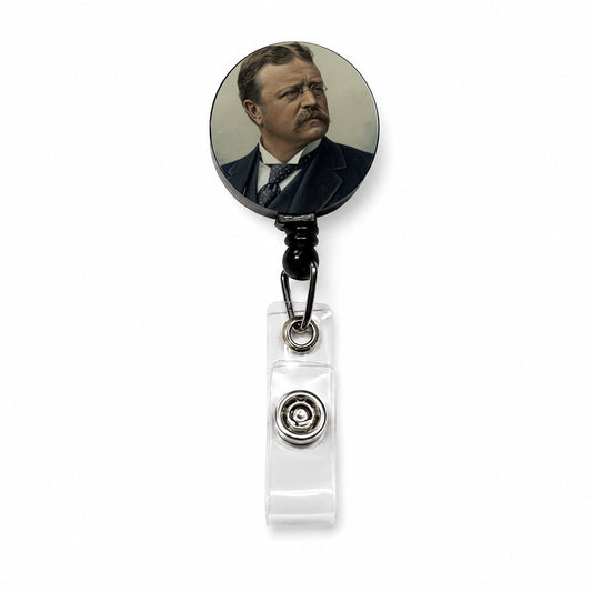 Theodore Roosevelt American President Retractable ID Key Card Name Tag Badge Holder with Clip