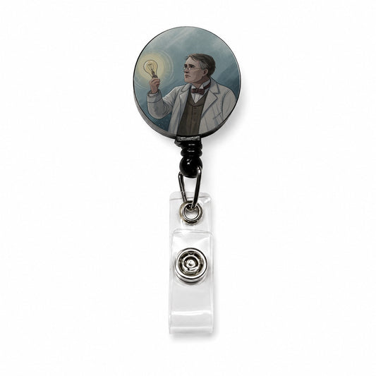 Thomas Edison American Inventor Retractable ID Key Card Name Tag Badge Holder with Clip
