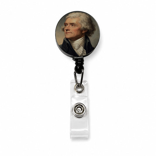 Thomas Jefferson American President Retractable ID Key Card Name Tag Badge Holder with Clip