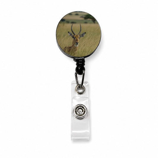 Watchful Antelope Nature Scene Retractable ID Key Card Name Tag Badge Holder with Clip