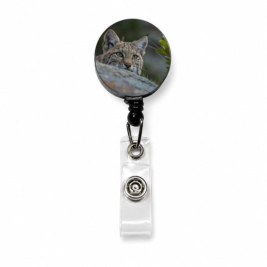 Watchful Bobcat Wildlife Nature Retractable ID Key Card Name Tag Badge Holder with Clip