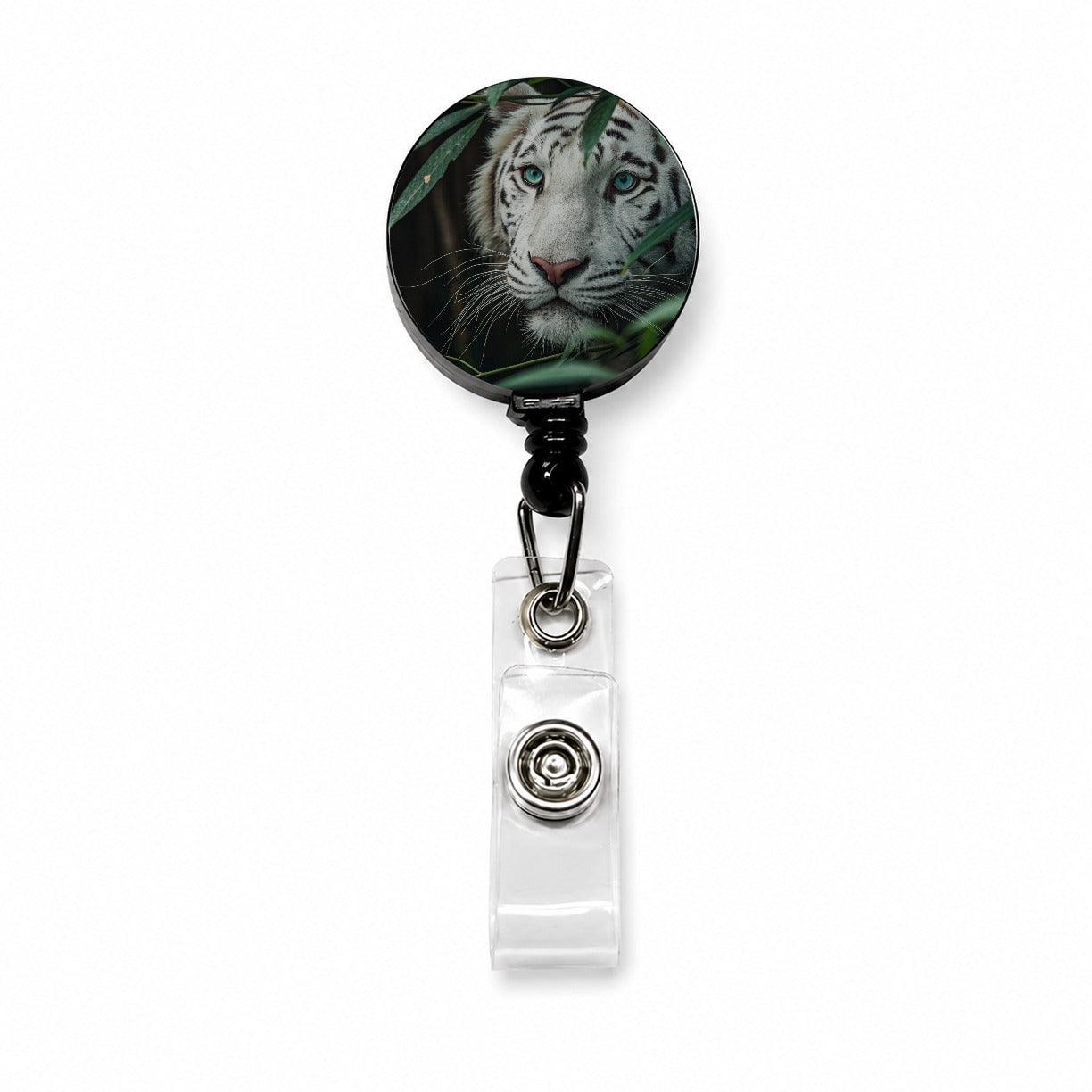 White Tiger Jungle Watch Retractable ID Key Card Name Tag Badge Holder with Clip