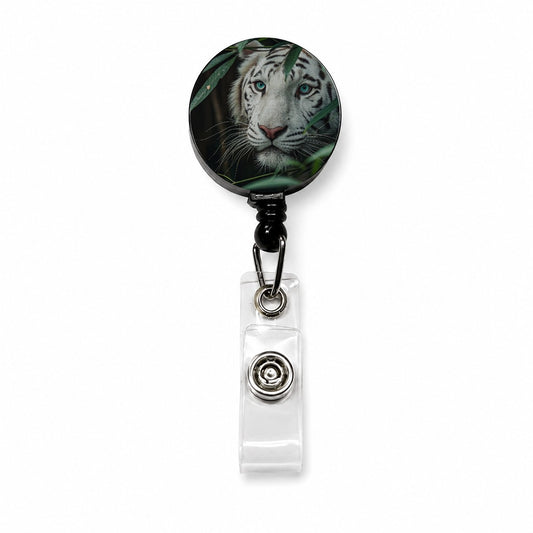 White Tiger Jungle Watch Retractable ID Key Card Name Tag Badge Holder with Clip