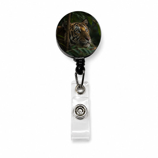 Wild Tiger Forest Jungle Retractable ID Key Card Name Tag Badge Holder with Clip