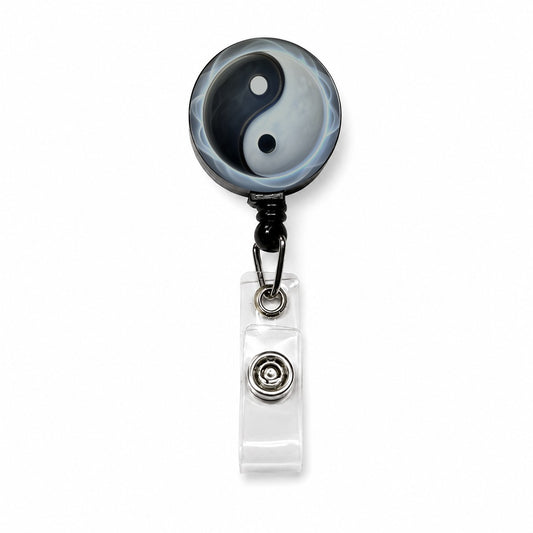 Yin Yang Spiritual Retractable ID Key Card Name Tag Badge Holder with Clip