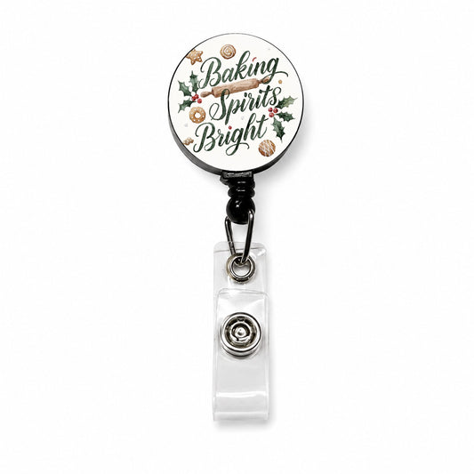 Baking Spirits Bright Christmas Retractable ID Key Card Name Tag Badge Holder with Clip