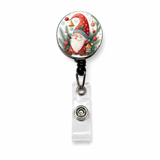 Christmas Gnome Colorful Retractable ID Key Card Name Tag Badge Holder with Clip