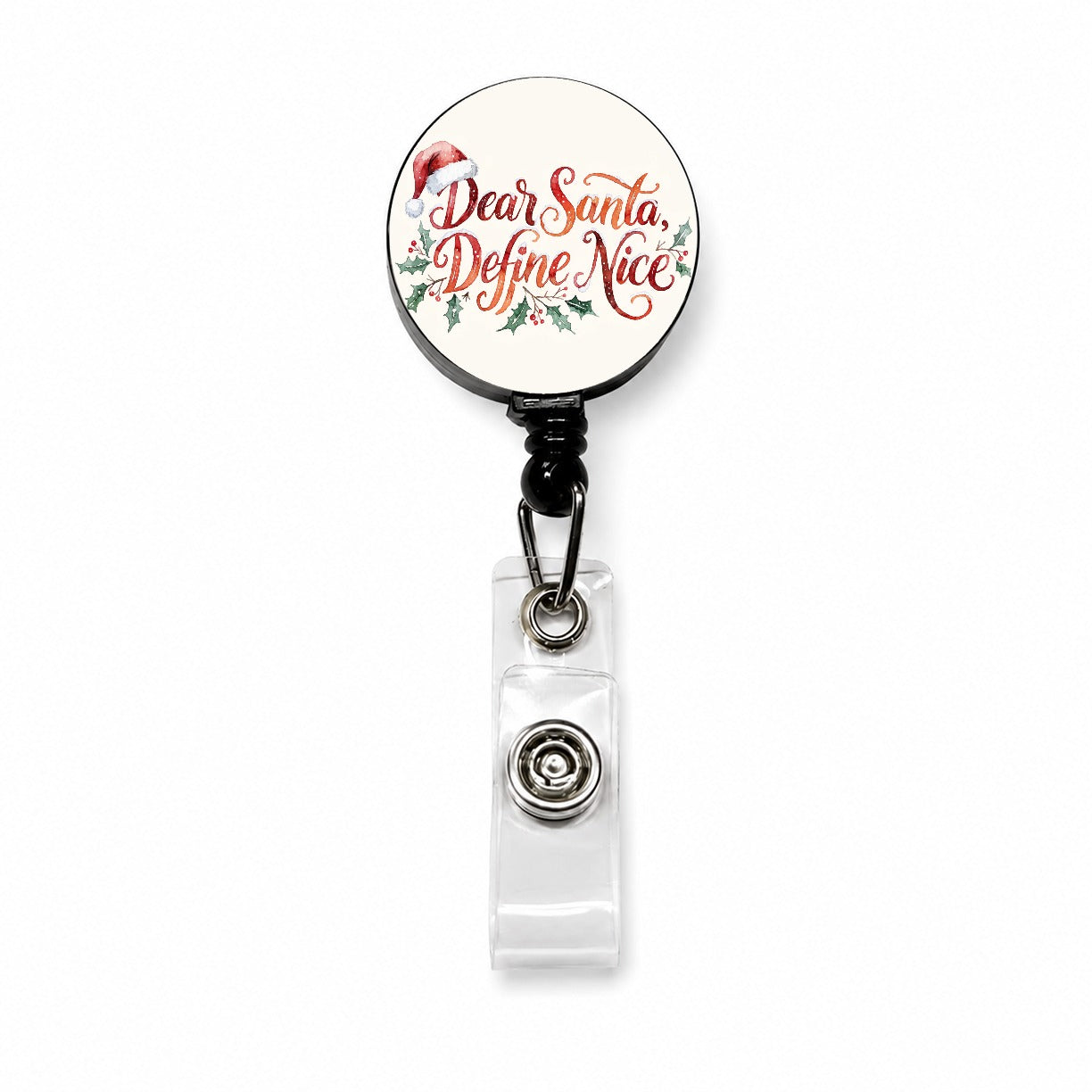 Dear Santa Define Nice Christmas Funny Retractable ID Key Card Name Tag Badge Holder with Clip