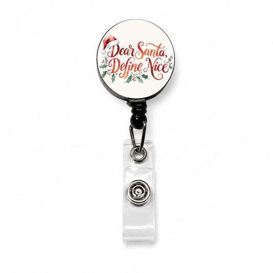 Dear Santa Define Nice Christmas Funny Retractable ID Key Card Name Tag Badge Holder with Clip