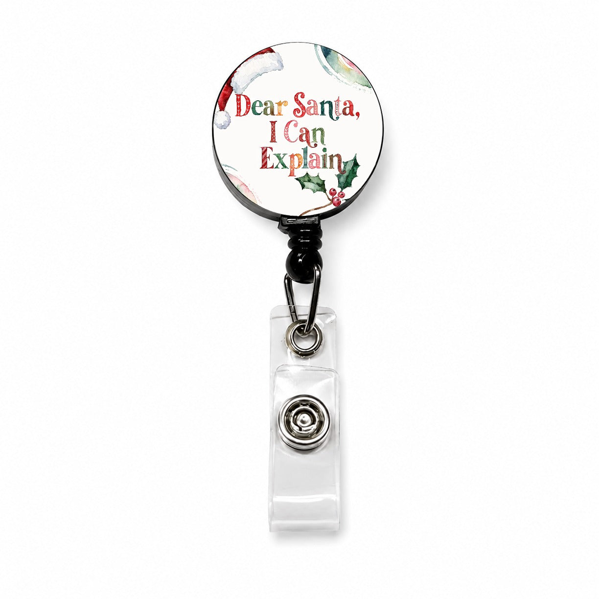 Dear Santa I Can Explain Christmas Funny Retractable ID Key Card Name Tag Badge Holder with Clip