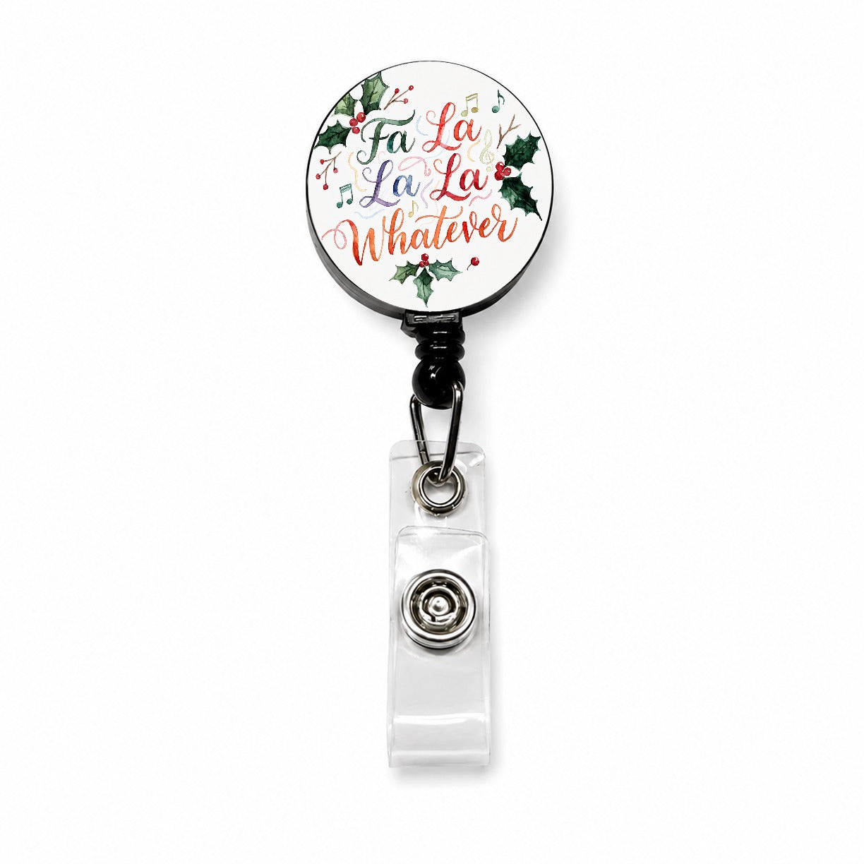 Fa La La La Whatever Christmas Funny Retractable ID Key Card Name Tag Badge Holder with Clip