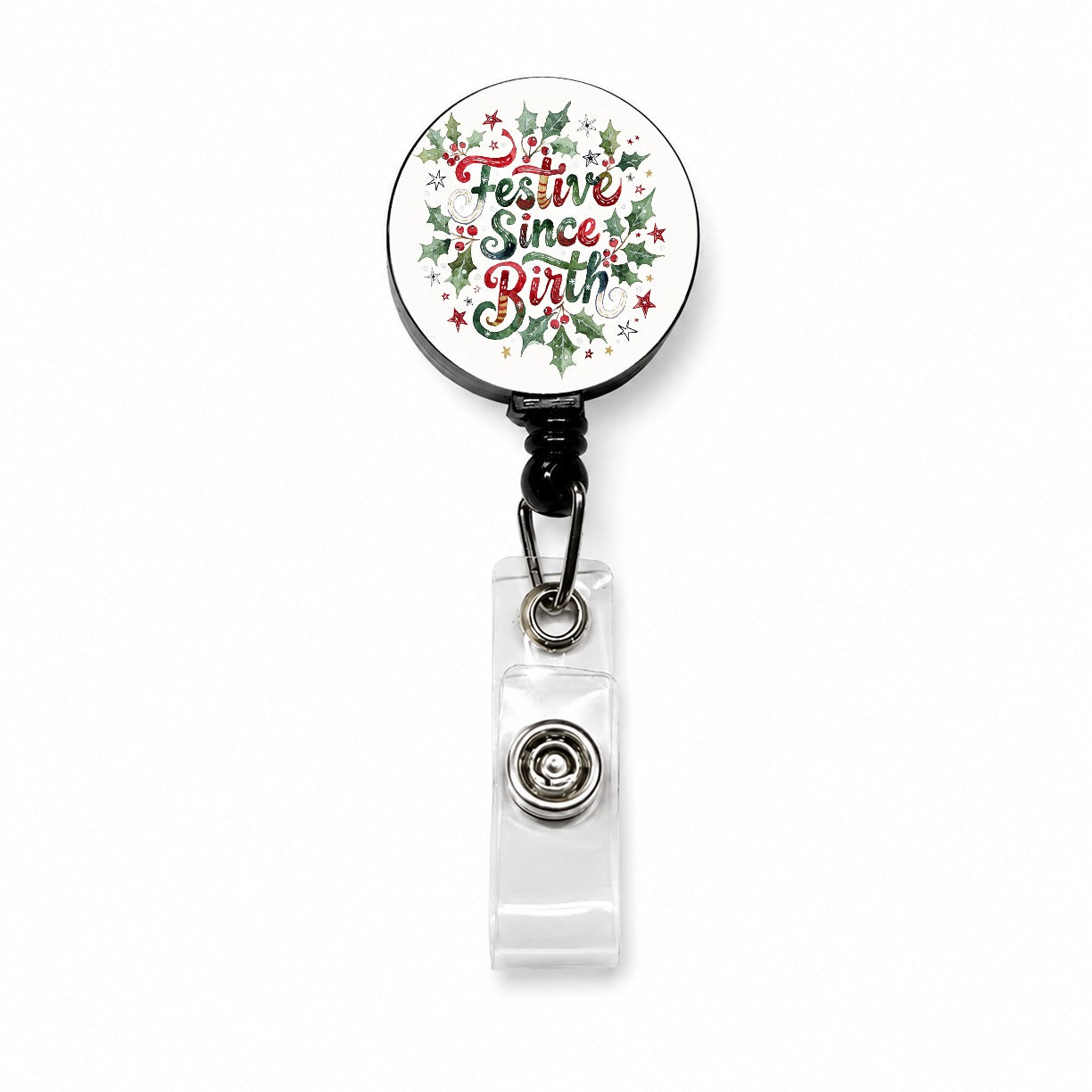 Festive Since Birth Christmas Funny Retractable ID Key Card Name Tag Badge Holder with Clip