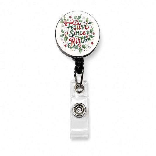 Festive Since Birth Christmas Funny Retractable ID Key Card Name Tag Badge Holder with Clip