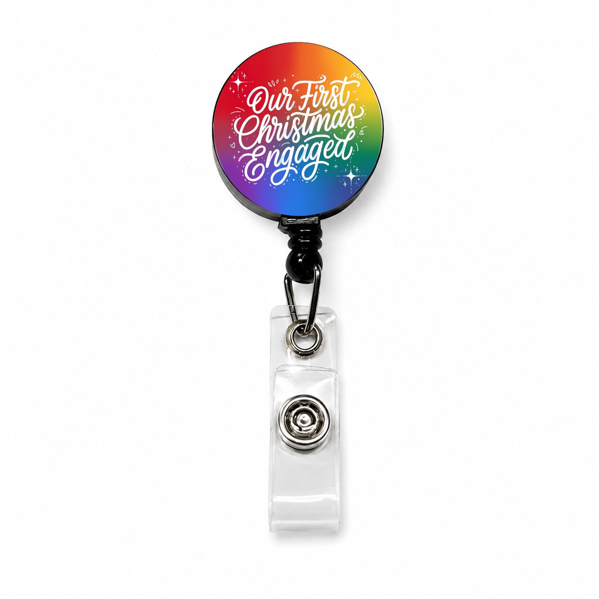 First Christmas Engaged Pride LGBTQ Rainbow Retractable ID Key Card Name Tag Badge Holder with Clip