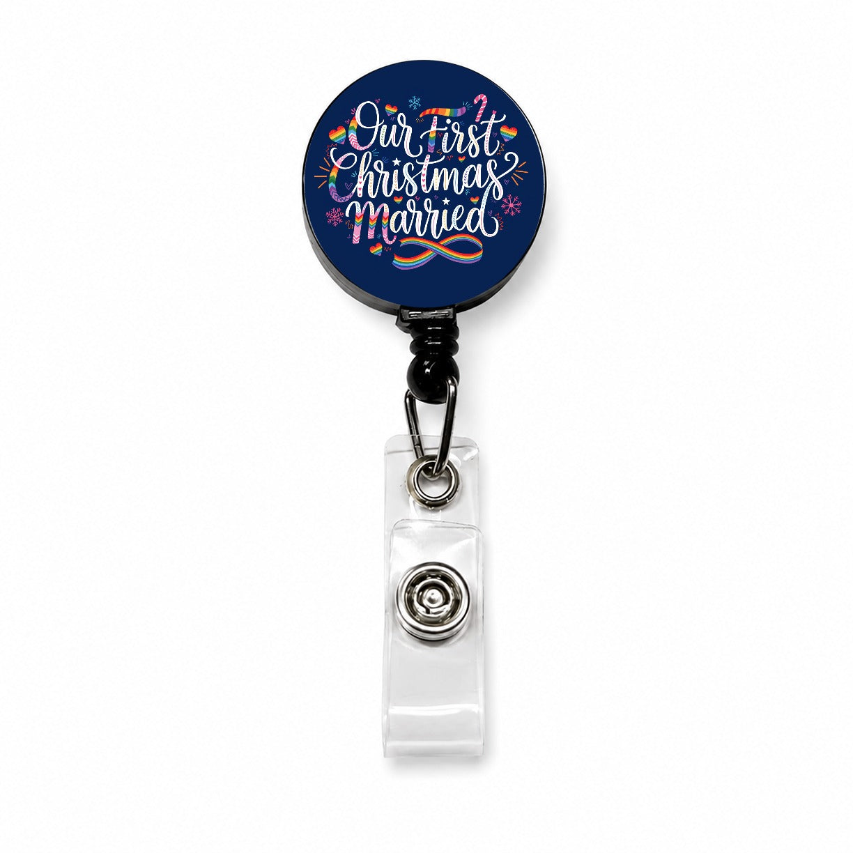 First Christmas Married Pride LGBTQ Retractable ID Key Card Name Tag Badge Holder with Clip