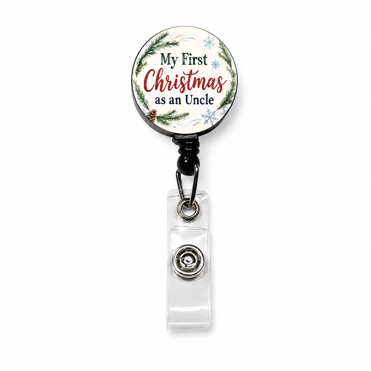 First Christmas Uncle Retractable ID Key Card Name Tag Badge Holder with Clip
