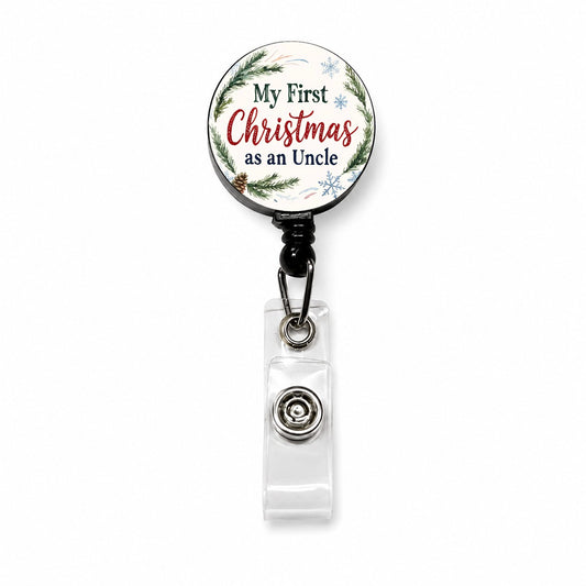 First Christmas Uncle Retractable ID Key Card Name Tag Badge Holder with Clip