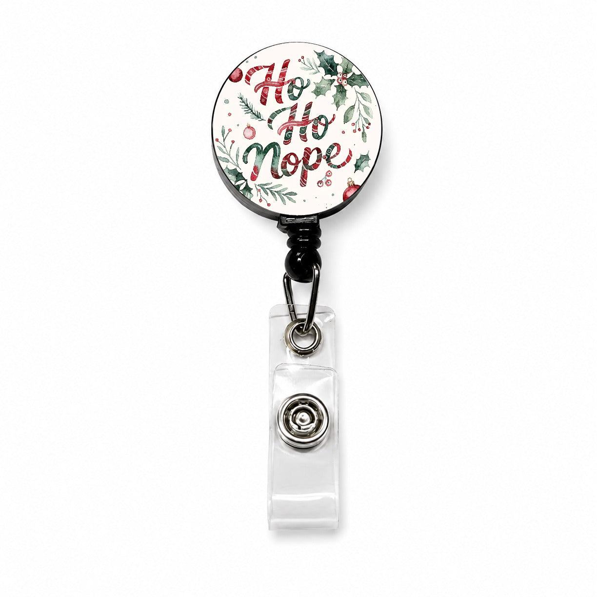 Ho Ho Nope Christmas Funny Red Green Retractable ID Key Card Name Tag Badge Holder with Clip