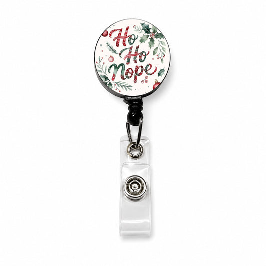 Ho Ho Nope Christmas Funny Red Green Retractable ID Key Card Name Tag Badge Holder with Clip