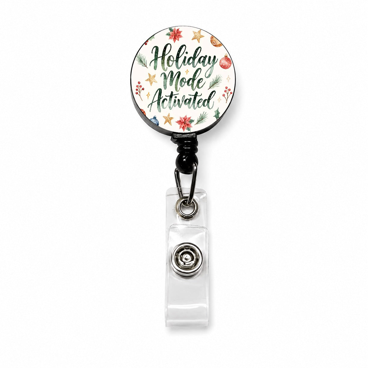 Holiday Mode Activated Christmas Funny Script Retractable ID Key Card Name Tag Badge Holder with Clip