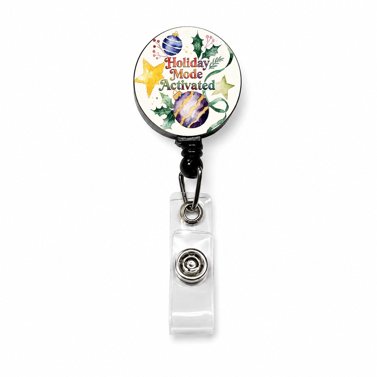 Holiday Mode Activated Christmas Funny Retractable ID Key Card Name Tag Badge Holder with Clip