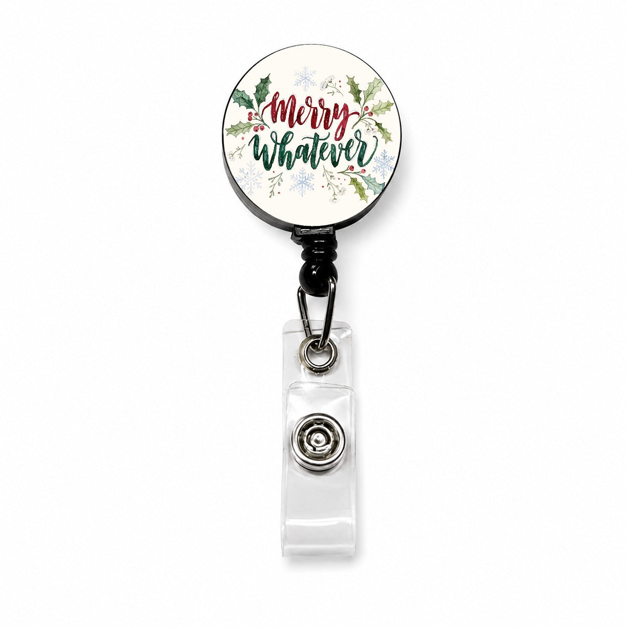 Merry Whatever Christmas Funny Retractable ID Key Card Name Tag Badge Holder with Clip