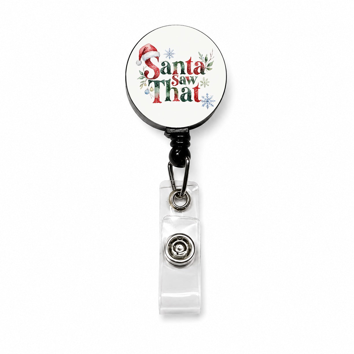 Santa Saw That Christmas Funny Retractable ID Key Card Name Tag Badge Holder with Clip