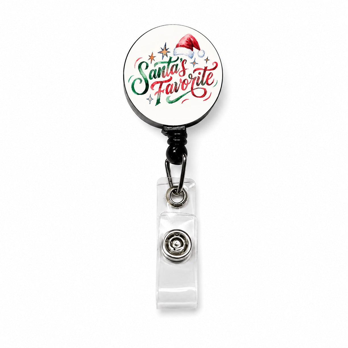 Santa's Favorite Christmas Funny Red Green Retractable ID Key Card Name Tag Badge Holder with Clip