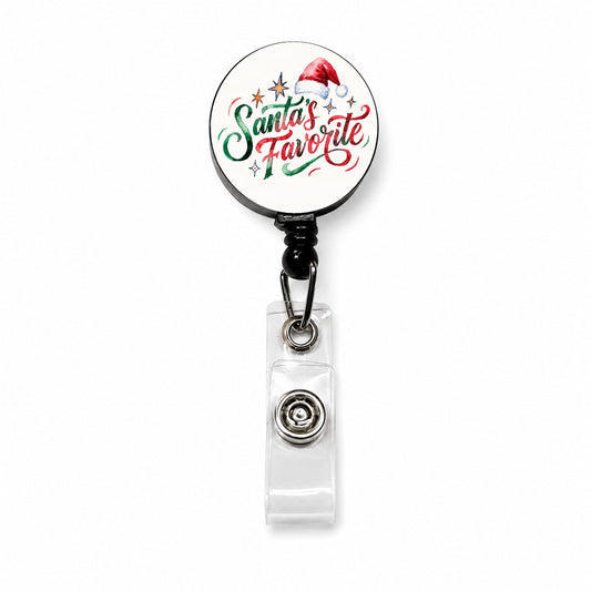 Santa's Favorite Christmas Funny Red Green Retractable ID Key Card Name Tag Badge Holder with Clip