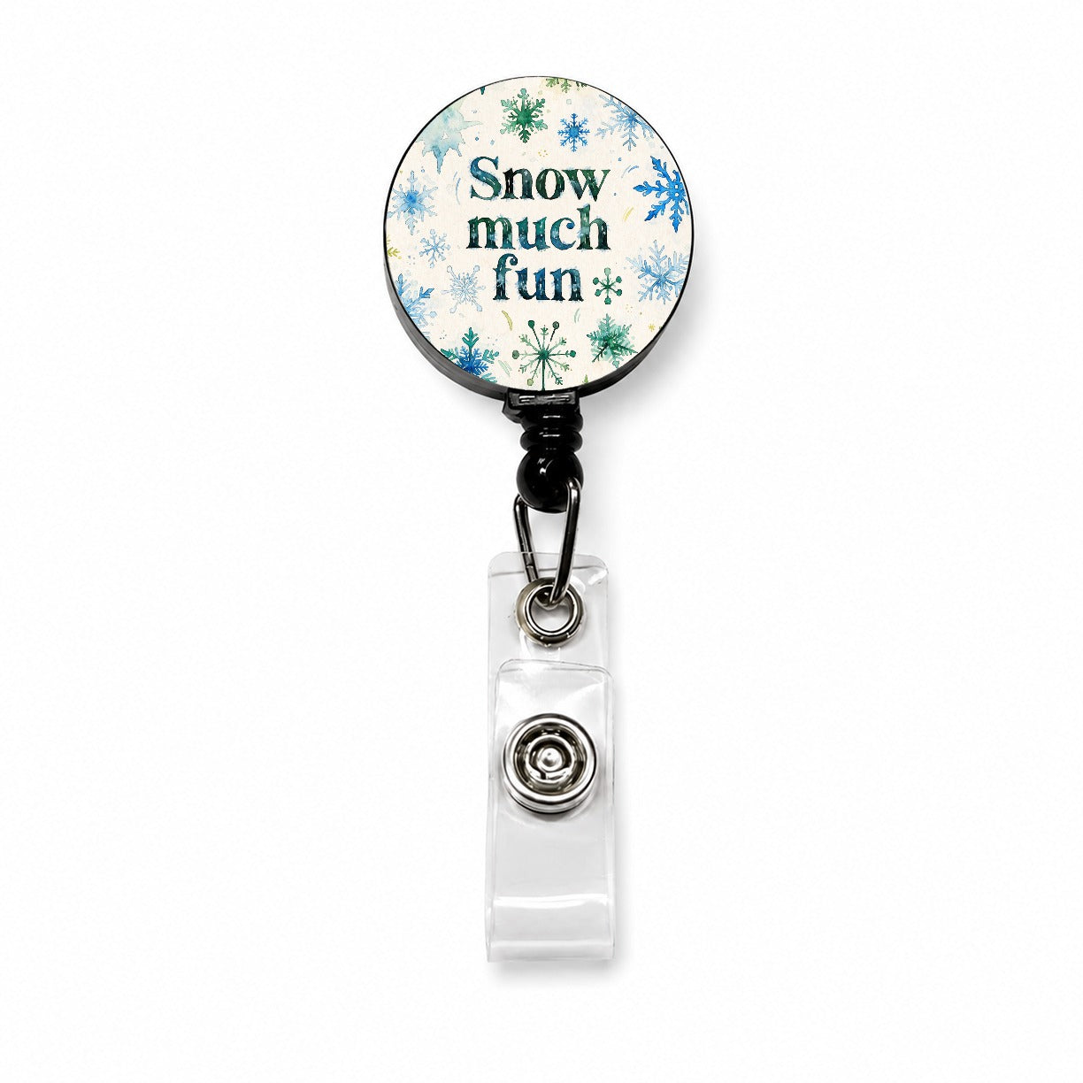 Snow So Much Fun Winter Snowflakes Retractable ID Key Card Name Tag Badge Holder with Clip