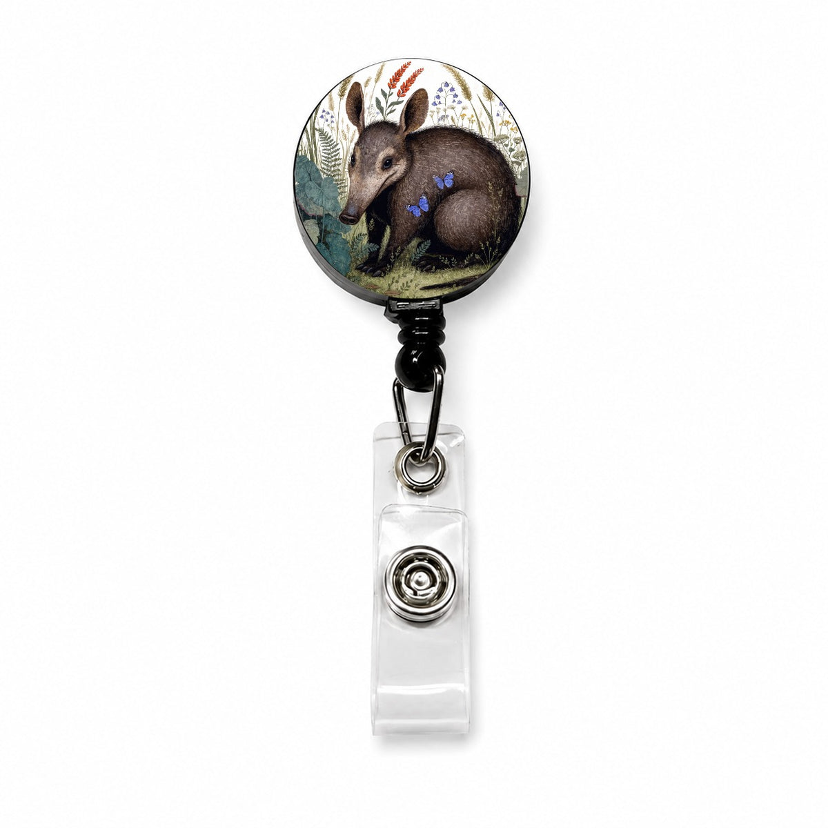 Aardvark African Wildflowers Retractable ID Key Card Name Tag Badge Holder with Clip