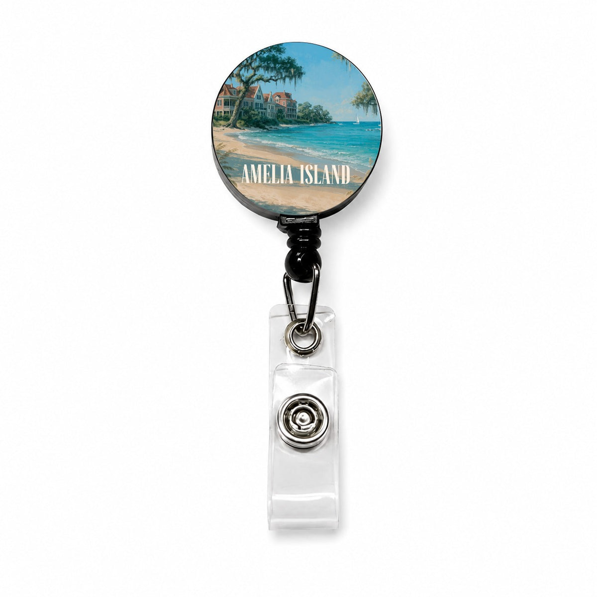 Amelia Island Florida Travel Retractable ID Key Card Name Tag Badge Holder with Clip