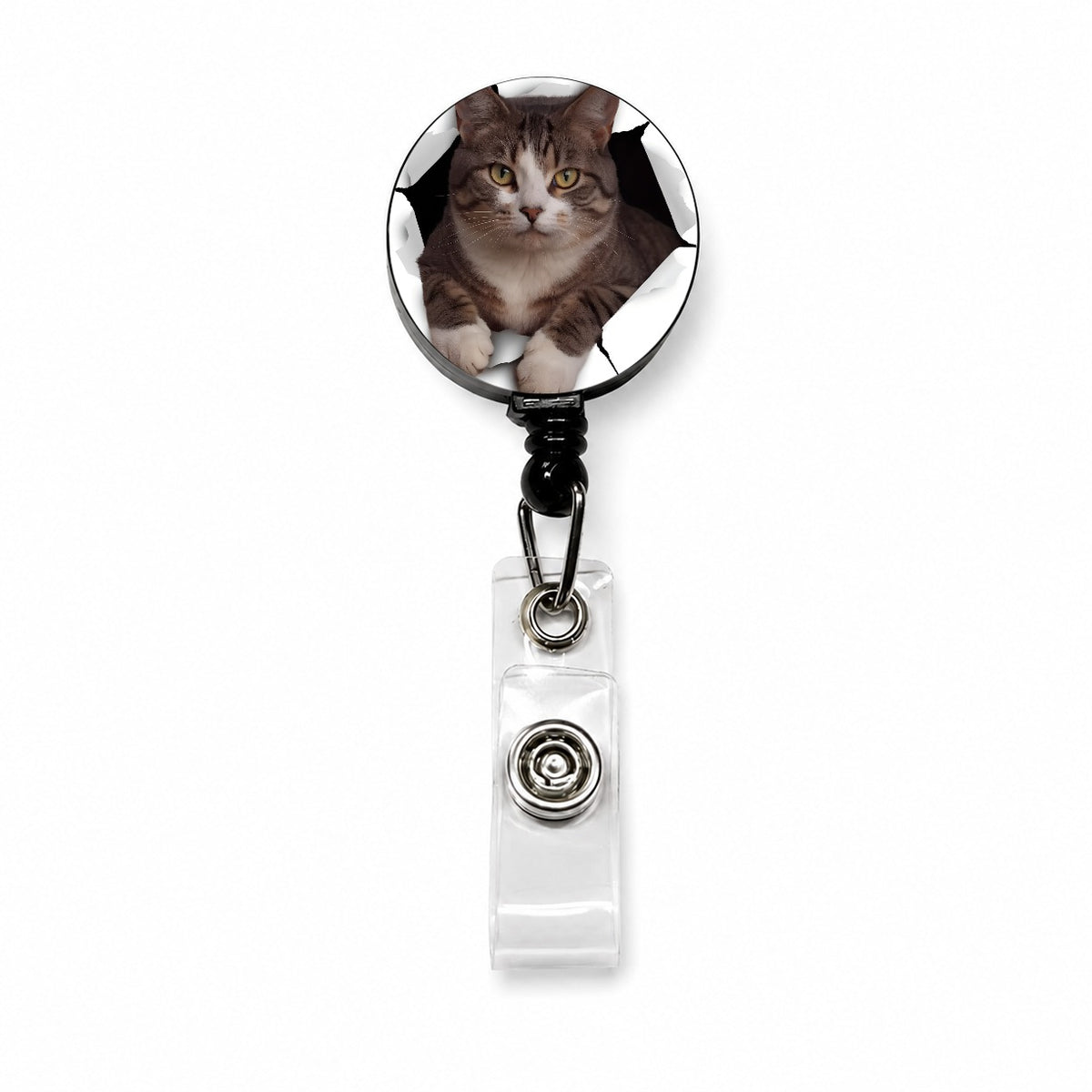 American Shorthaired Cat Breakout Retractable ID Key Card Name Tag Badge Holder with Clip