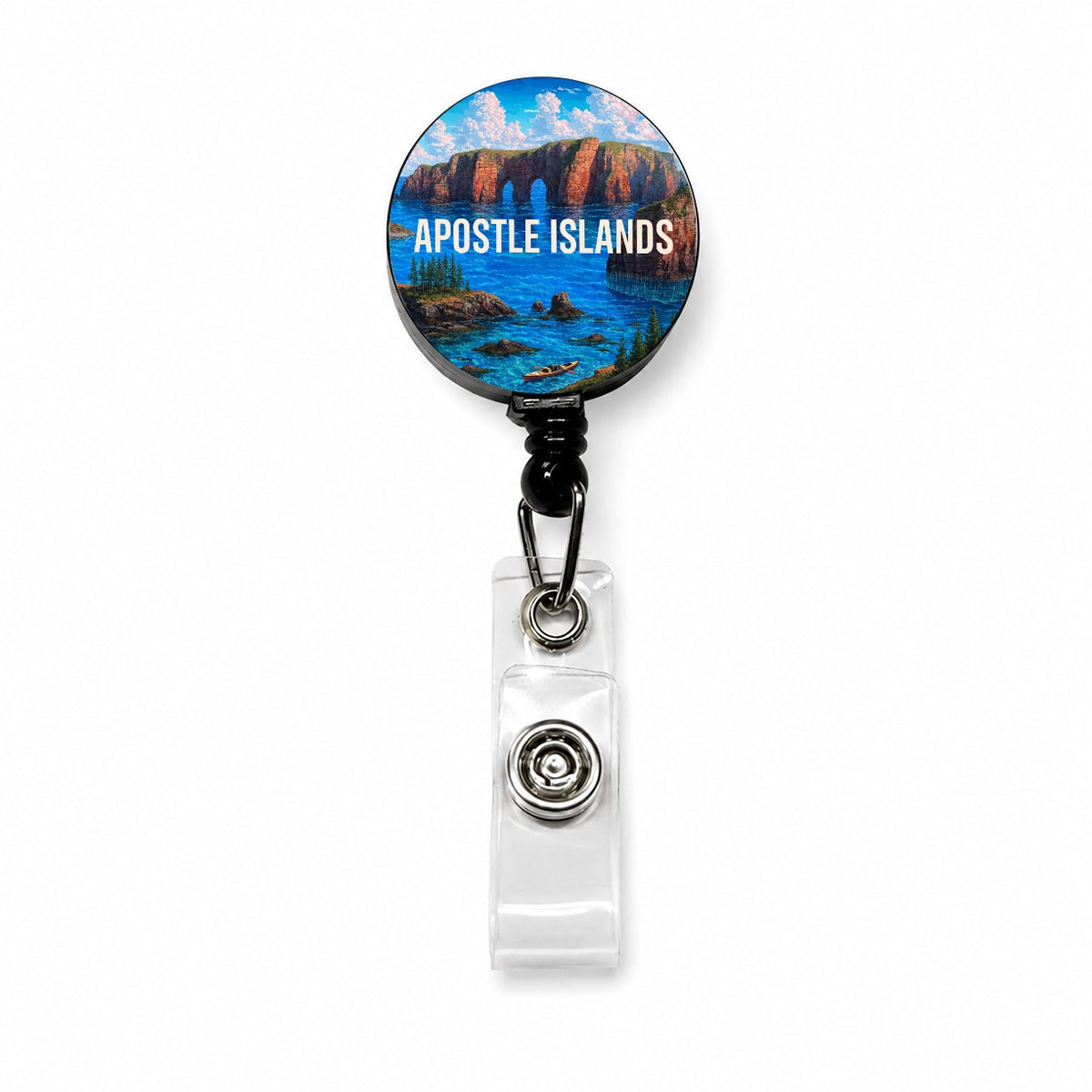 Apostle Islands Wisconsin Travel Retractable ID Key Card Name Tag Badge Holder with Clip