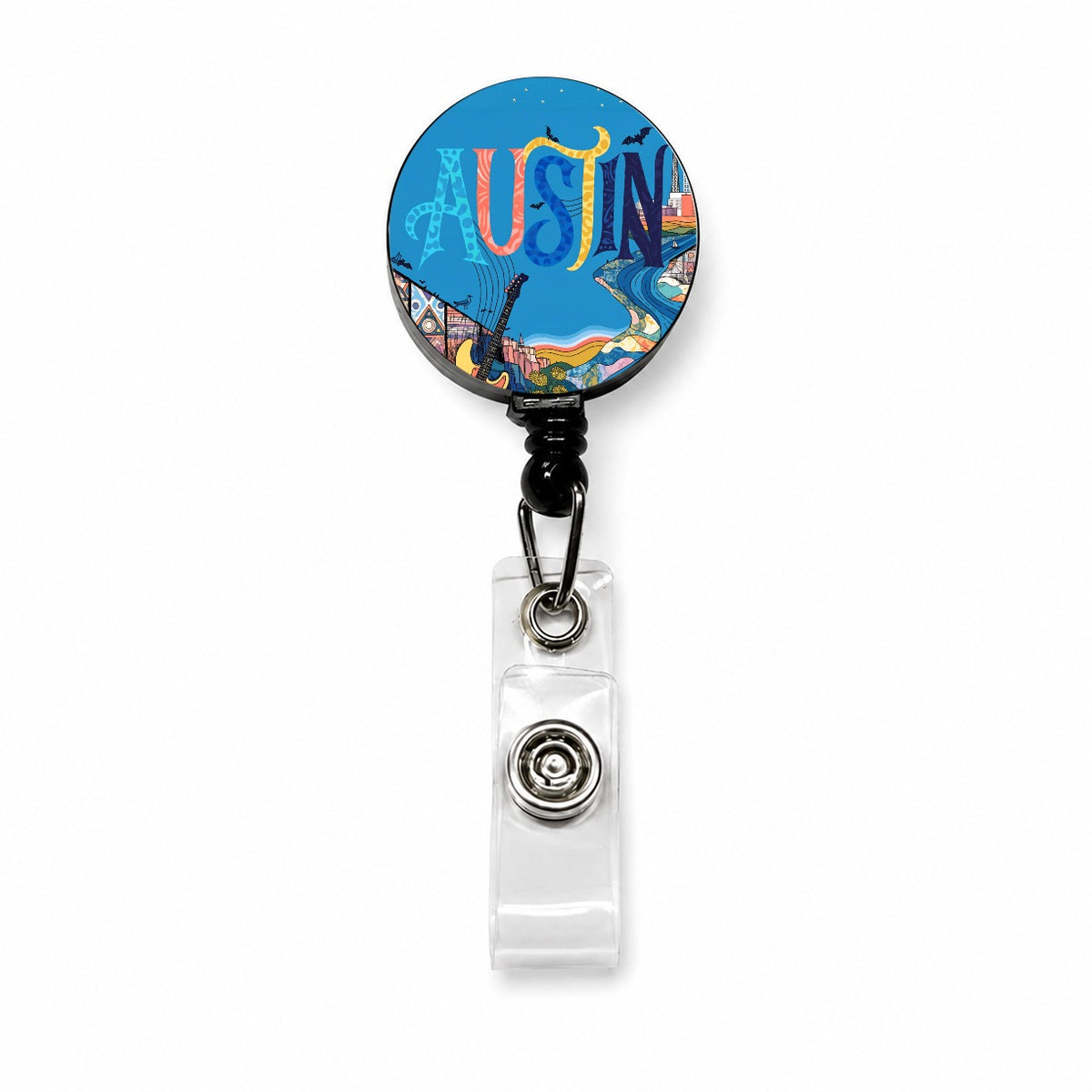 Austin Texas Travel Retractable ID Key Card Name Tag Badge Holder with Clip