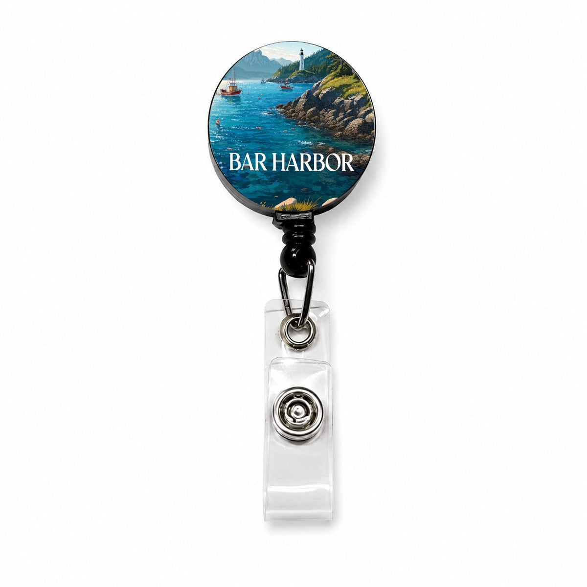 Bar Harbor Maine Travel Retractable ID Key Card Name Tag Badge Holder with Clip