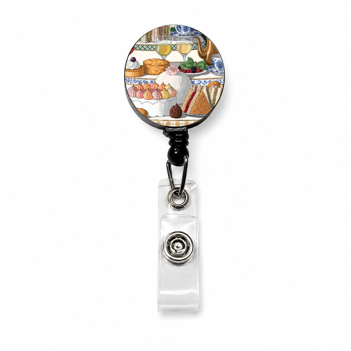 Beautiful Afternoon High Tea Retractable ID Key Card Name Tag Badge Holder with Clip
