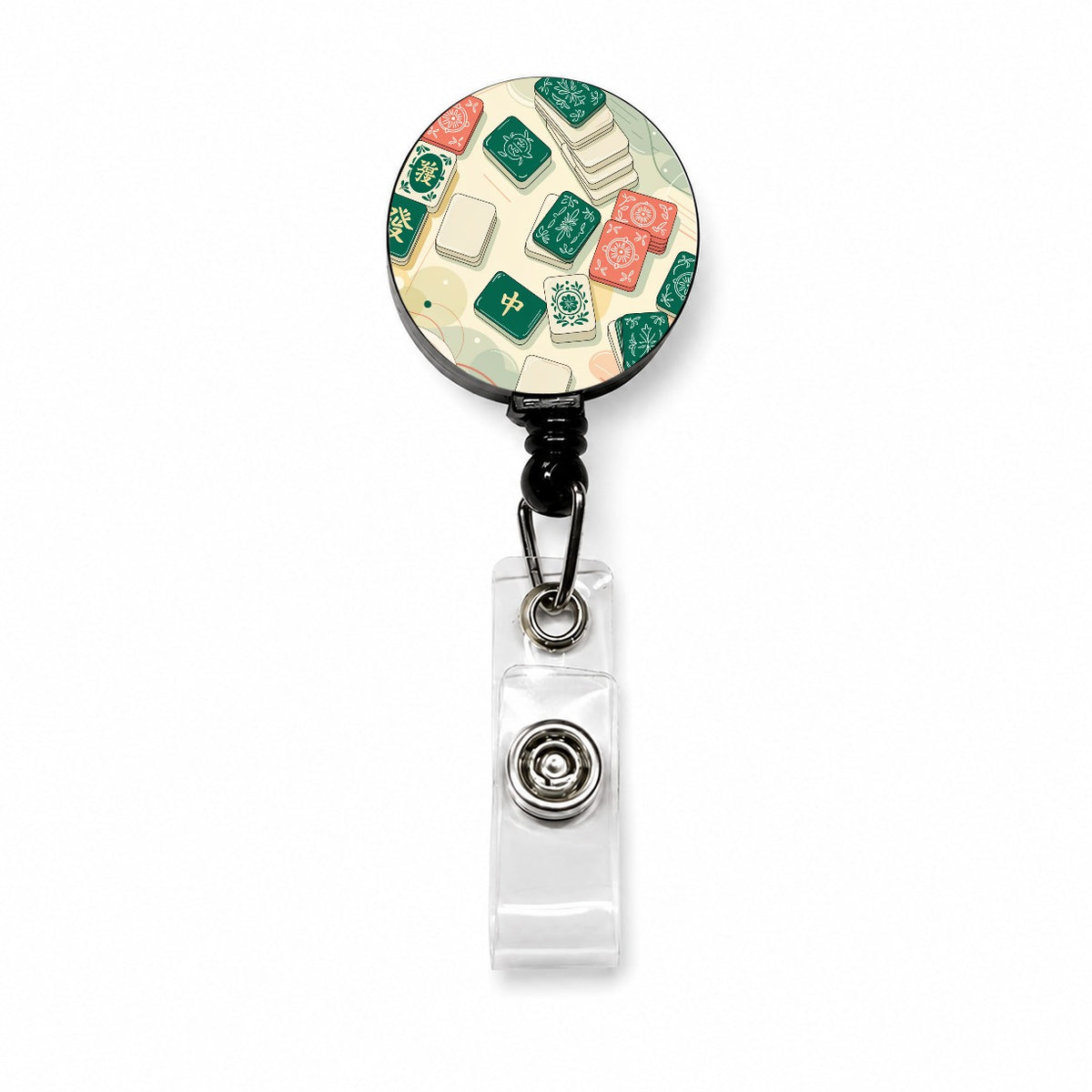 Beautiful Mahjong Tiles Retractable ID Key Card Name Tag Badge Holder with Clip