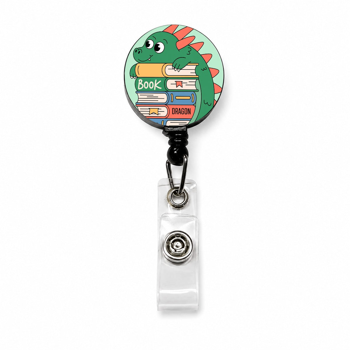 Book Dragon Reader Funny Retractable ID Key Card Name Tag Badge Holder with Clip