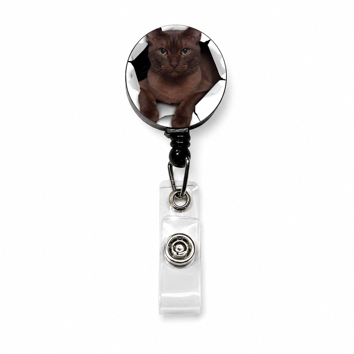 Burmese Cat Breakout Retractable ID Key Card Name Tag Badge Holder with Clip
