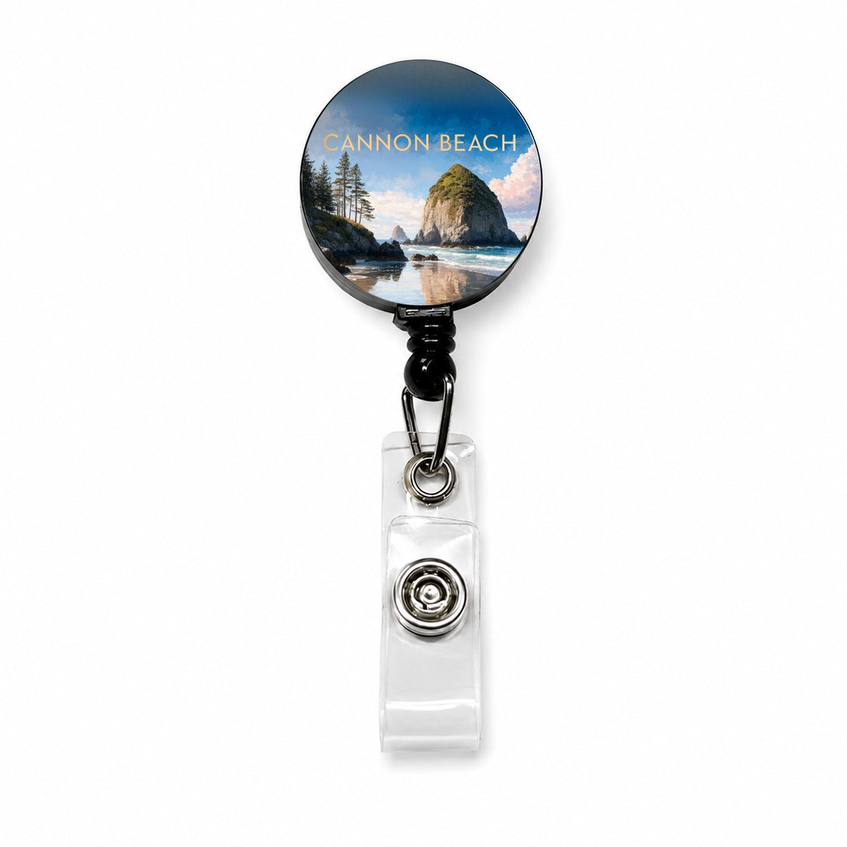 Cannon Beach Oregon Travel Retractable ID Key Card Name Tag Badge Holder with Clip