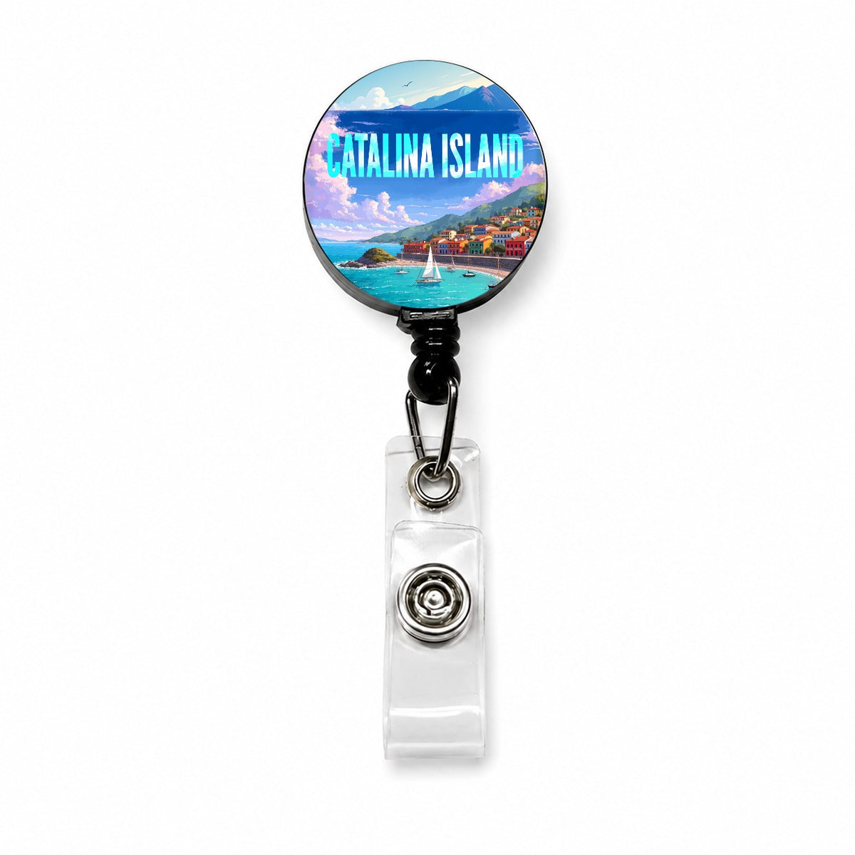 Catalina Island California Travel Retractable ID Key Card Name Tag Badge Holder with Clip