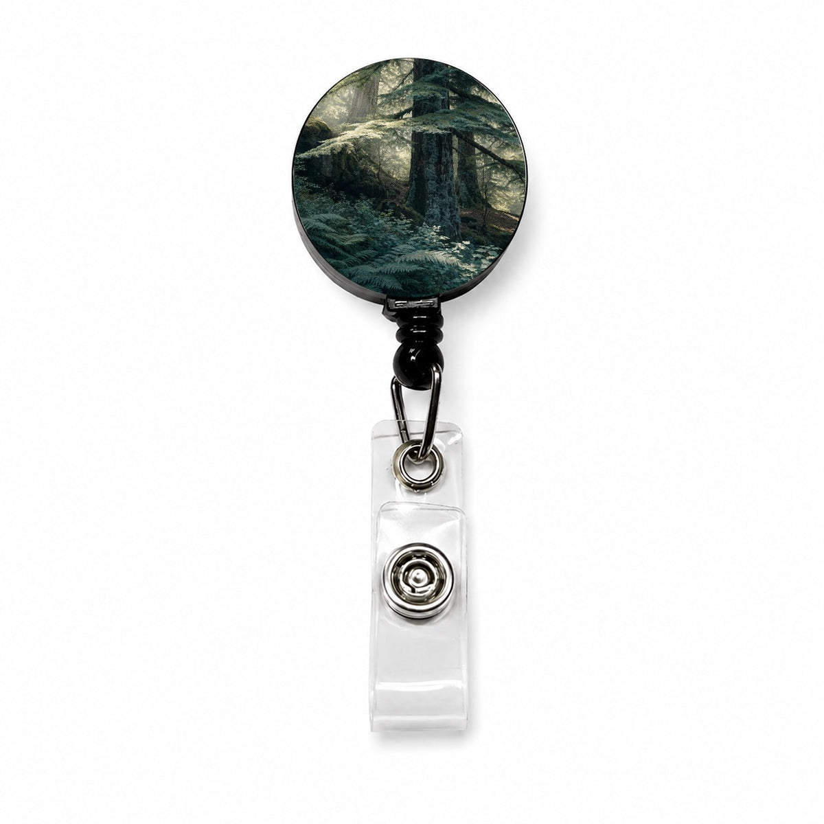 Cedar Woodland Forest Retractable ID Key Card Name Tag Badge Holder with Clip