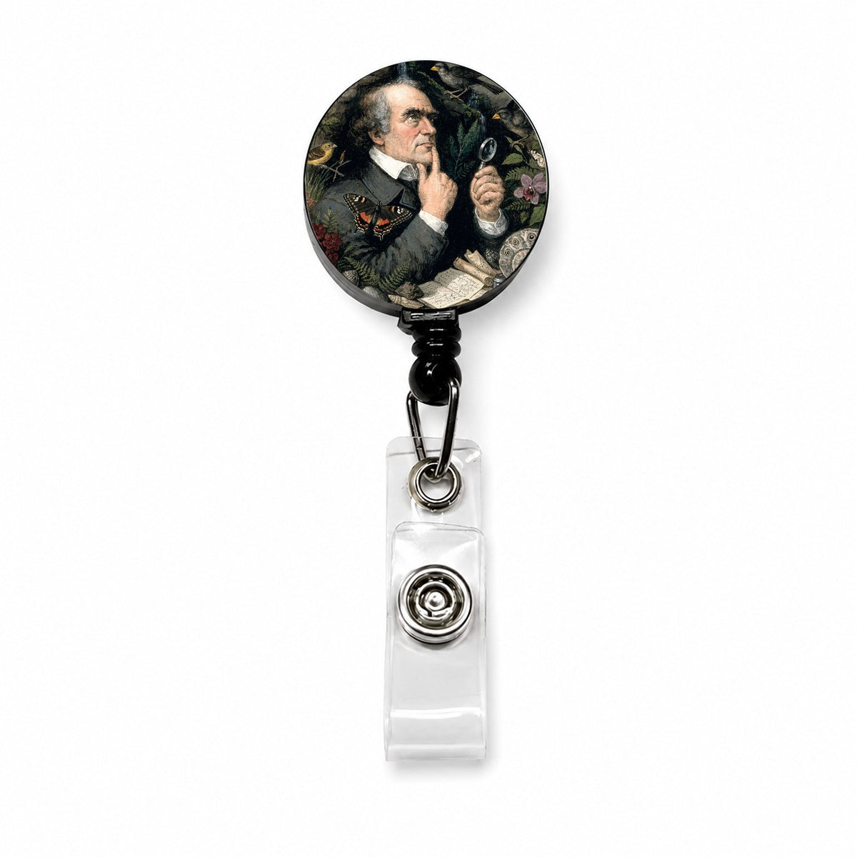 Charles Darwin Naturalist Retractable ID Key Card Name Tag Badge Holder with Clip